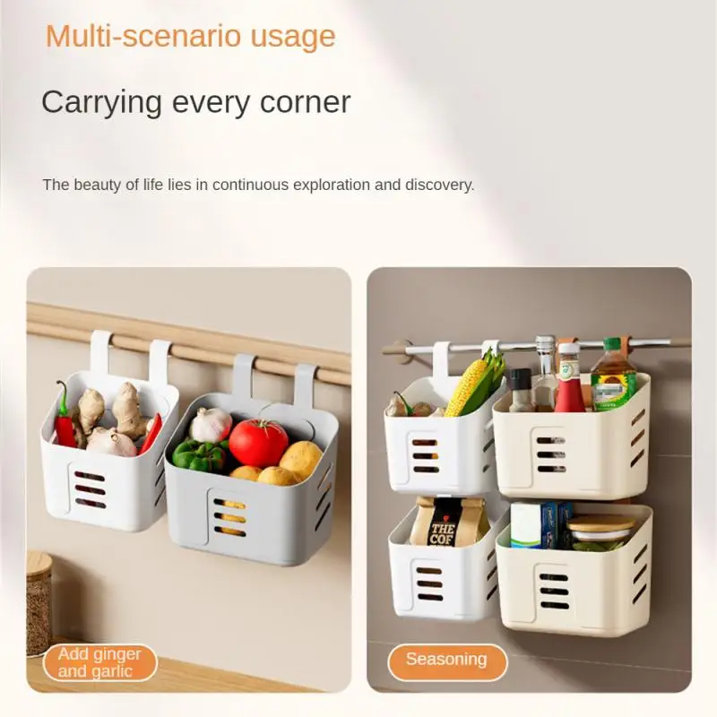 Plastic Home Storage Basket Hanging Shower Basket With Hook For Bathroom Storage Holder Kitchen Hook Basket Storage Organizer