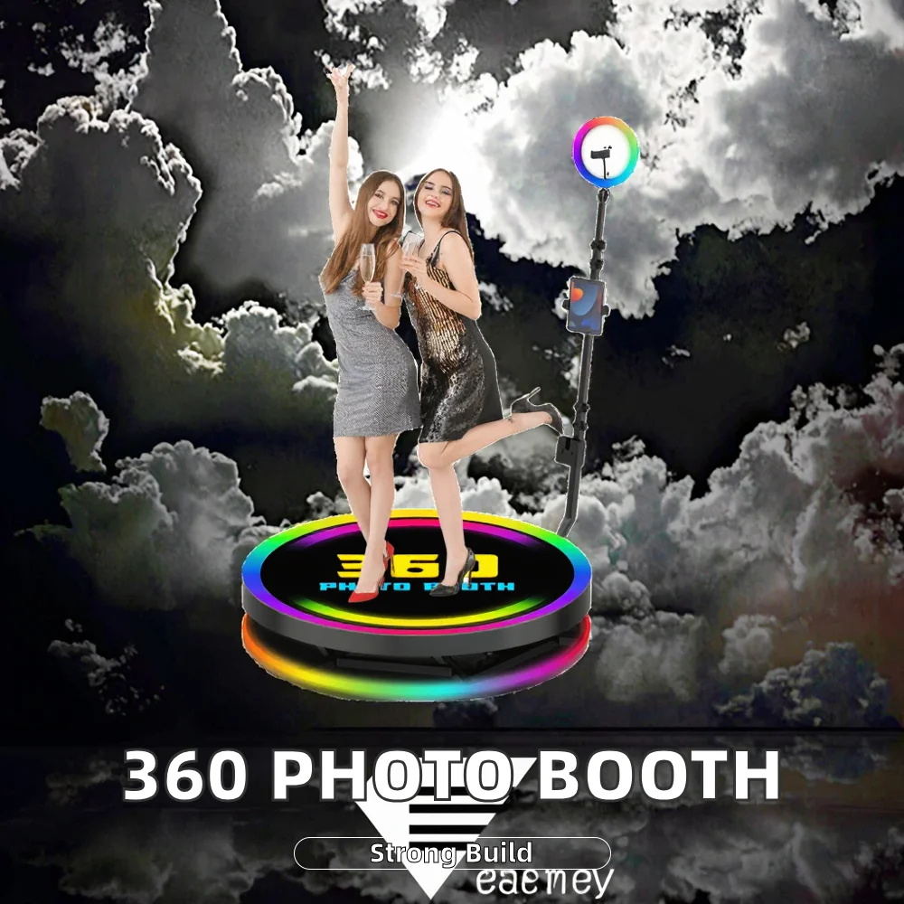 360 Photo Booth Machine Selfie Party Event Ready Ship US Warehouse Smartphone Camera DSLR iPad Metal 2 Person Remote Control