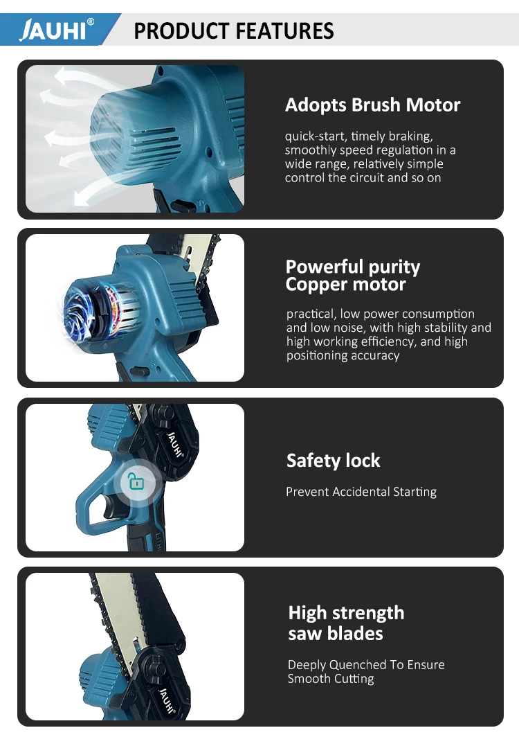 6inch Electric Chainsaw Rechargeable Small Wood Spliting Cordless Chain Saw One-handed Woodworking Tool for Garden Tools