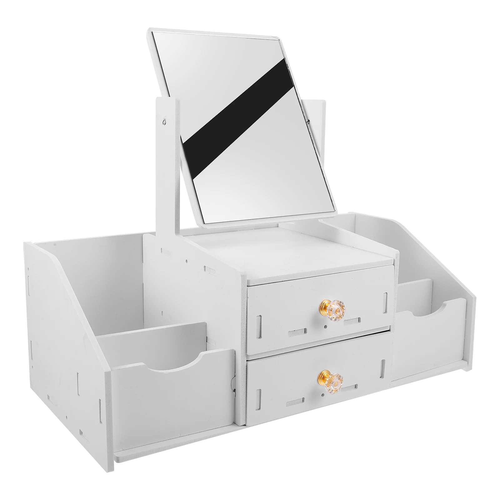 Miroir multifonctionnel de vanité de maquillage pour bureau, grand organisateur de cosmétiques, comptoir