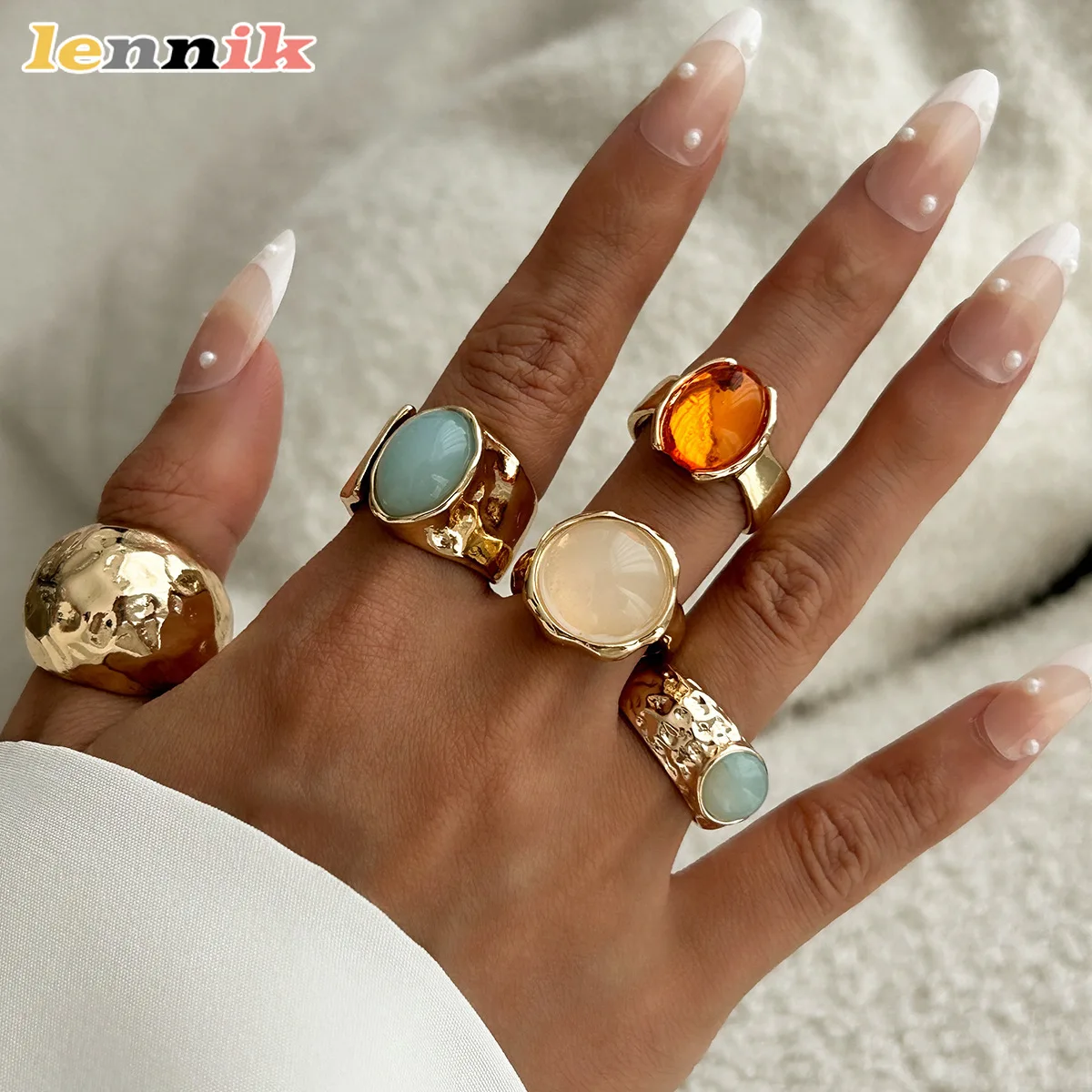 Geometric Acrylic Statement Ring , Luxury Alloy Women's Jewelry with Crystal Inlay, Irregular Fashion Ring for Party New Arrival