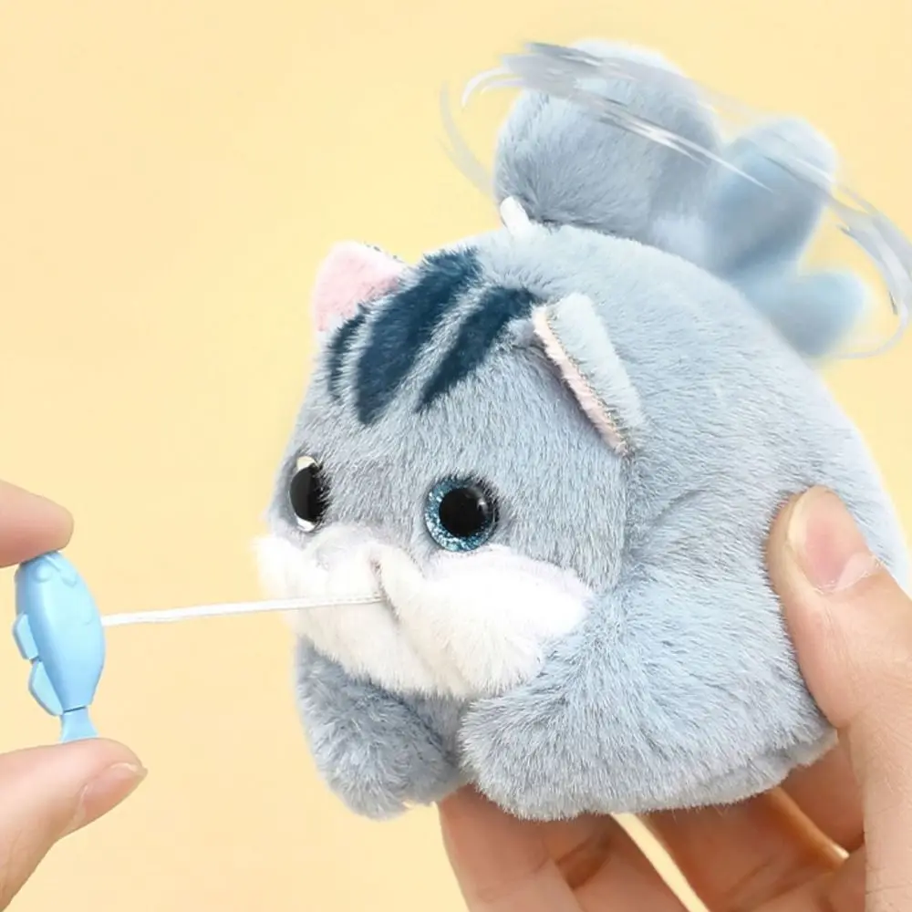 Cartoon Cat Cat Tail Wagging Keychain Wagging One's Tail Kawaii Plush Cat Pendant Cute Plush Toy Cat Plush Keyring