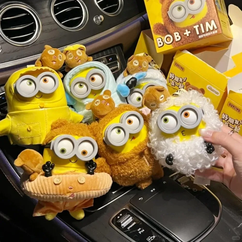 Llavero de peluche popular de Bob Minion de la película, muñeco de peluche suave con disfraz de cosplay, colgante decorativo de juguete para niños y fans, regalo