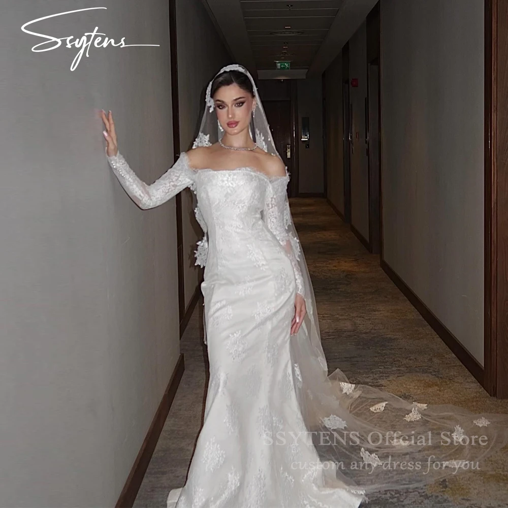 

SSYTENS Saudi Arabia Wedding Dresses Customized Mermaid Bridal Gowns Full Lace Off the Shoulder Civil Bride Dresses Robe Mariage