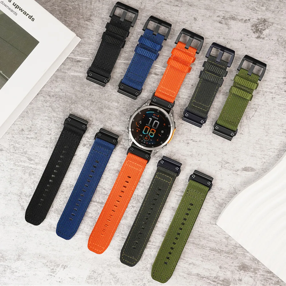 20MM 22MM 26MM 캔버스 스트랩 (가민 Fenix 5S 6S 7S 7 6 5 스마트워치용) 나일론 스포츠 퀵 릴리즈 밴드 통기성 교체용