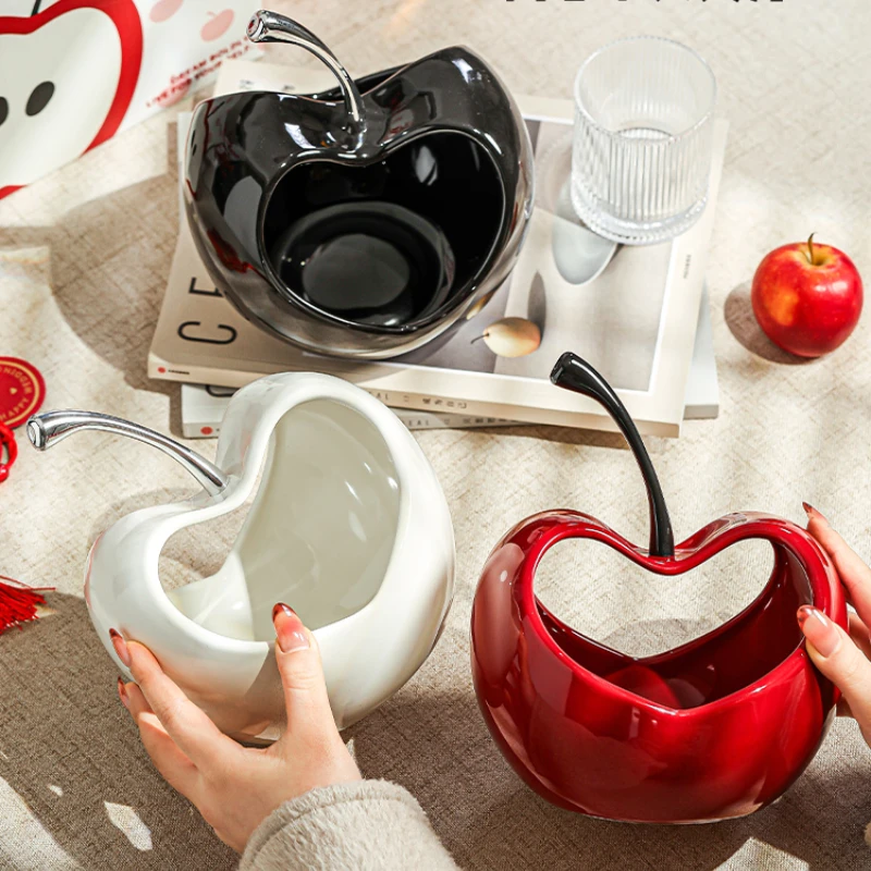 Creative Three-dimensional Apple Ceramic Storage Tray Countertop Ornament Modern Delicate Fruit Apple Shape Fruit Plate Decor