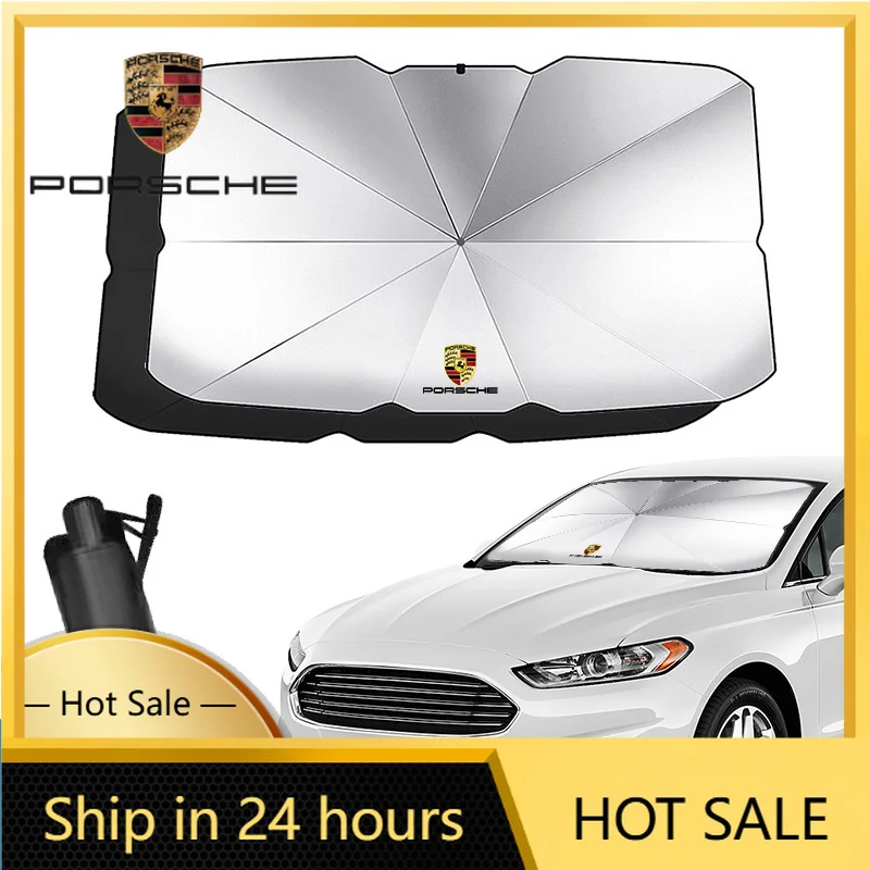 

Car Sticker For Porsche Car Sunshade Umbrella Retractable Sunscreen Heat Insulation Front Windshield Parasol For Porsche Panamer