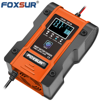 FOXSUR 12V 24V 6A Automatic Smart Battery Charger, 7-stage Car Battery Charger for GEL WET AGM 12.6V Lithium LiFePO4  LiPo