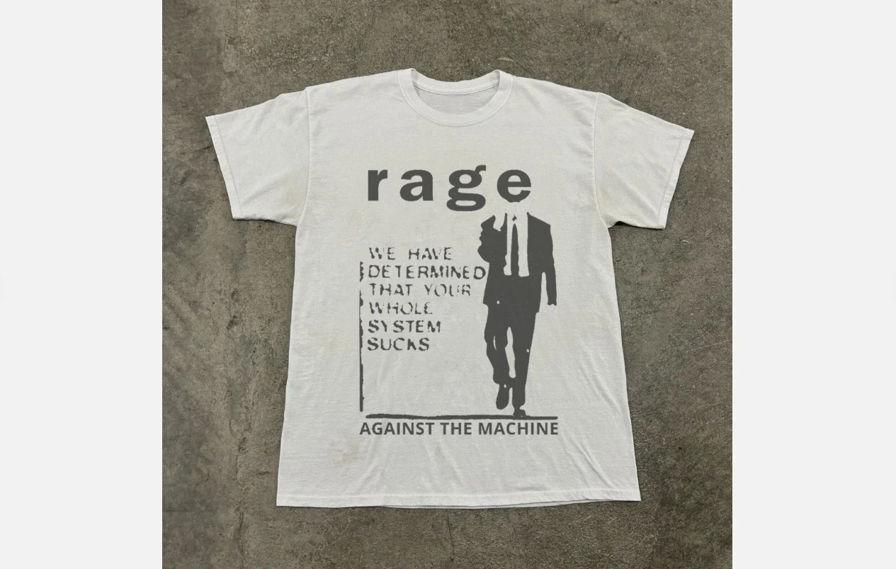 Camiseta da banda de rock Rage Against The Machine, camiseta casual para fãs, estilo de rua, roupa diária ao ar livre