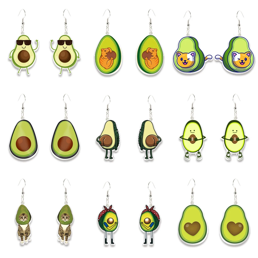 Hook Acrylic Drop Earrings Summer avocado Resin Dangle for Women Gifts Children Big Long Drop Dangle