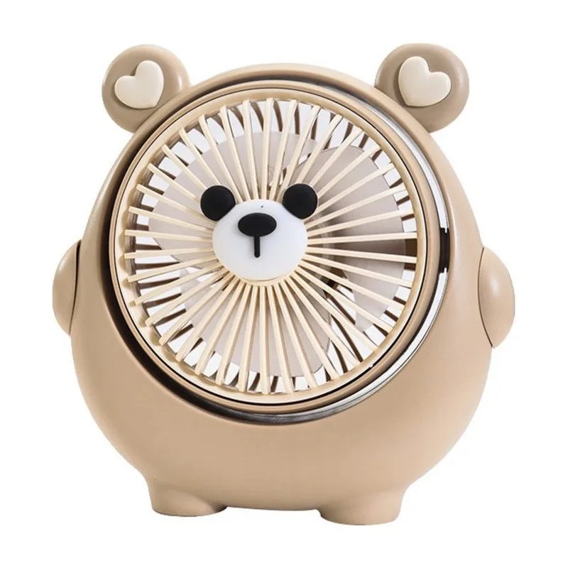 A83G-New Cute Bear USB Rechargeable Desk Fan Featuring Adjustable Angle And 3 Speed Setting Levels