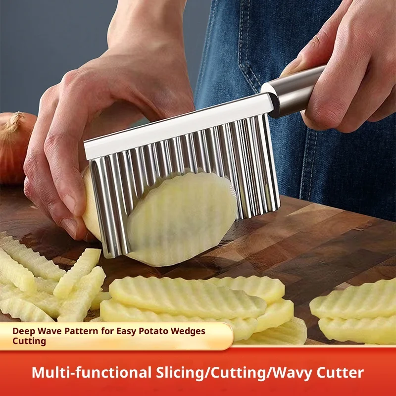 

Stainless Steel Wave Potato Cutter Multifunctional Vegetable Slicer New Model Chip Cutter Flower Pattern Kitchen Tool
