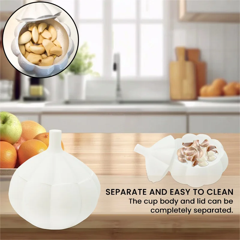 حاويات المطبخ الإبداعية، أشكال الثوم المثيرة للاهتمام، مكونات المطبخ الثلاثية، حاويات التخزين، أدوات المائدة البلاستيكية