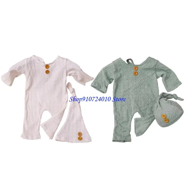 

77HD дышащая одежда для фотосъемки новорожденных, эластичная шапка и нижний комплект для фотореквизита