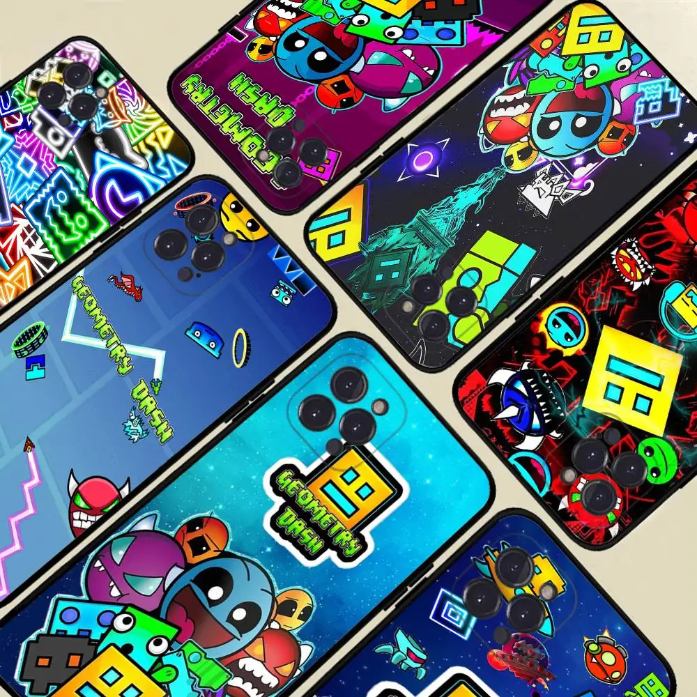 

Game Geometry Dash For IPhone 17 16 15 14 13 12 11 Pro Max Plus Shockproof Black Soft Phone Cover