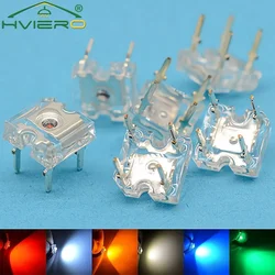 100Pcs 3mm White Red Green Blue Yellow Piranha Flux Diode LED Dome Light Beads Wide Angle Super Bright Leds 4-Pin Diodes Bulbs