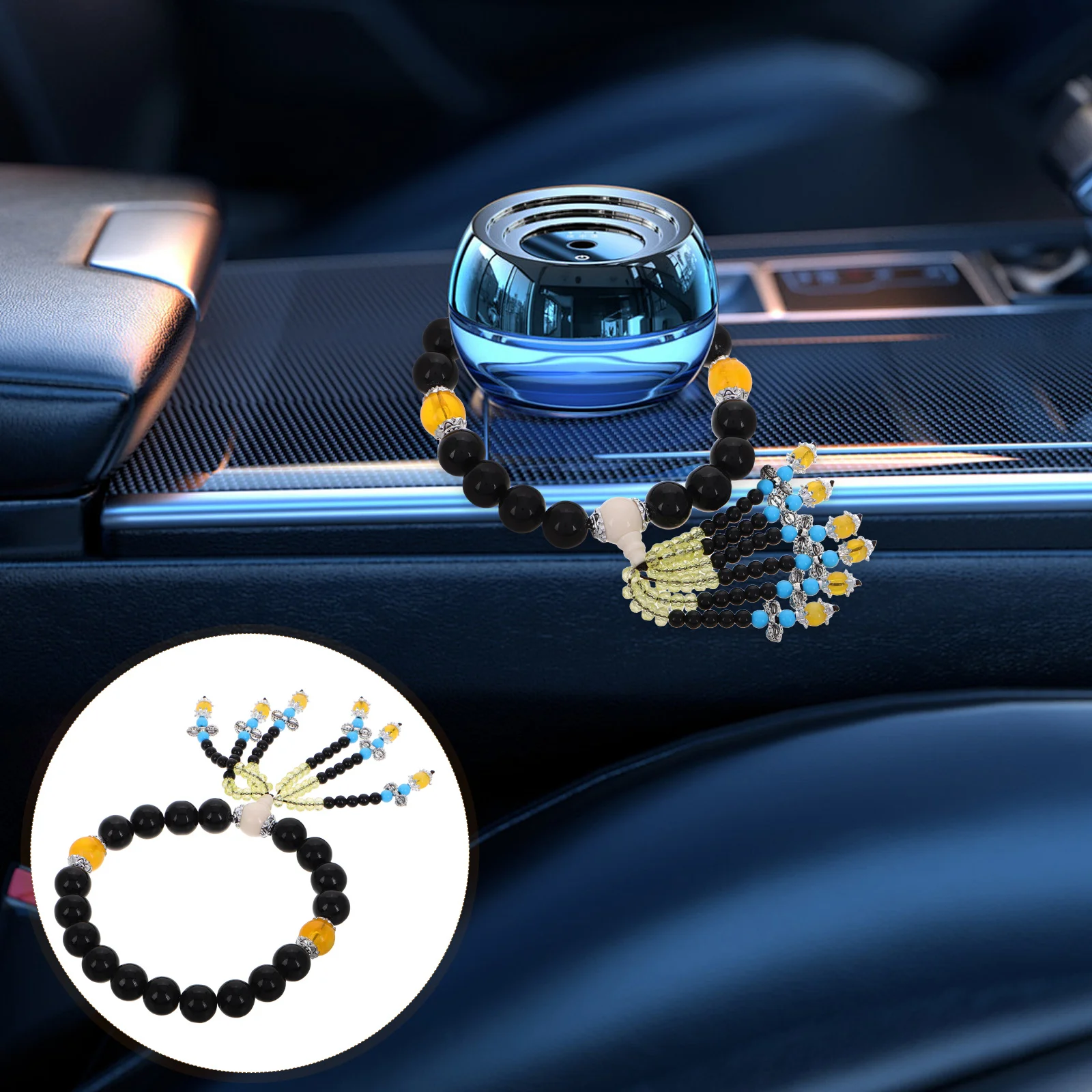 

Car Mirror Decoration Black Eye Beads Hanging Ornament Bring Good Luck Car Interior Men's Women's Bring Good Luck