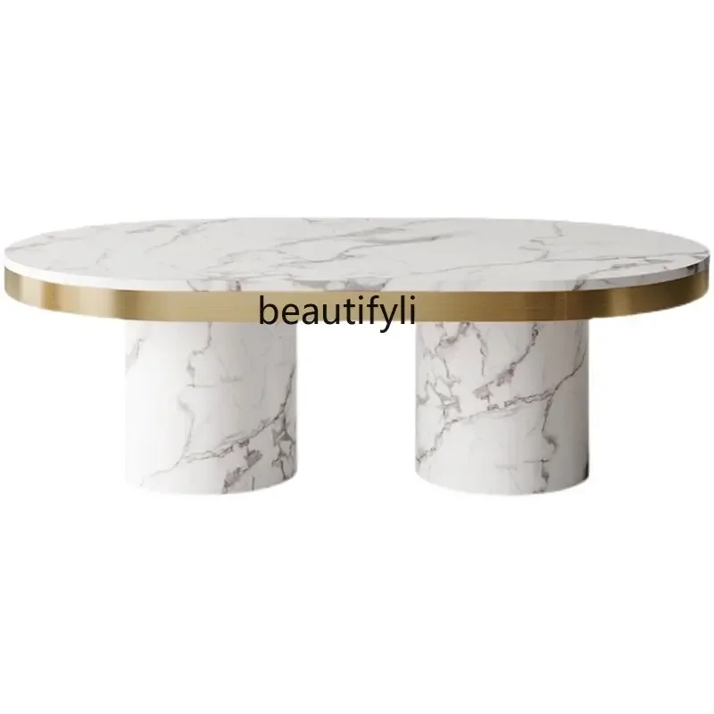 

x1Home Living Room Natural Marble Coffee Table Designer Creative Simple Small round Table Light Luxury Coffee Table