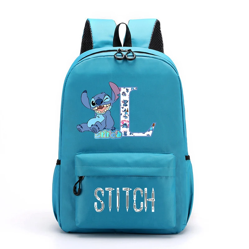 Lilo & Stitch Girls Boys Backpack Knapsack Student School Bags Letter A-Z Cartoon Anime Leisure Travel Bag Kids Birthday Gifts