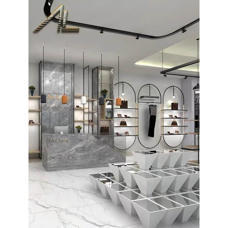 Customized. Retail Shoe Store Design Boutique Bag Shop Interior Design Display Furniture Ladies Footwear Display Showroom Design