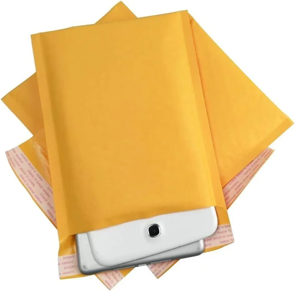 50 pièces # 3 enveloppes à bulles Kraft 8.5x13.5 pouces, sacs rembourrés d'expédition, enveloppes auto-scellantes, légères, fabriquées aux états-unis
