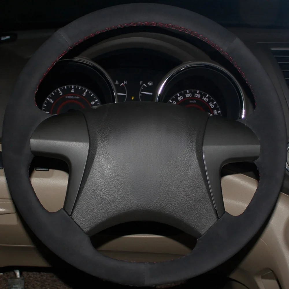 

Car Steering Wheel Cover DIY Hand-stitched Black Suede For Toyota Highlander 2008 2009 2010-2014 Camry 2007 2008 2009 2010-2011