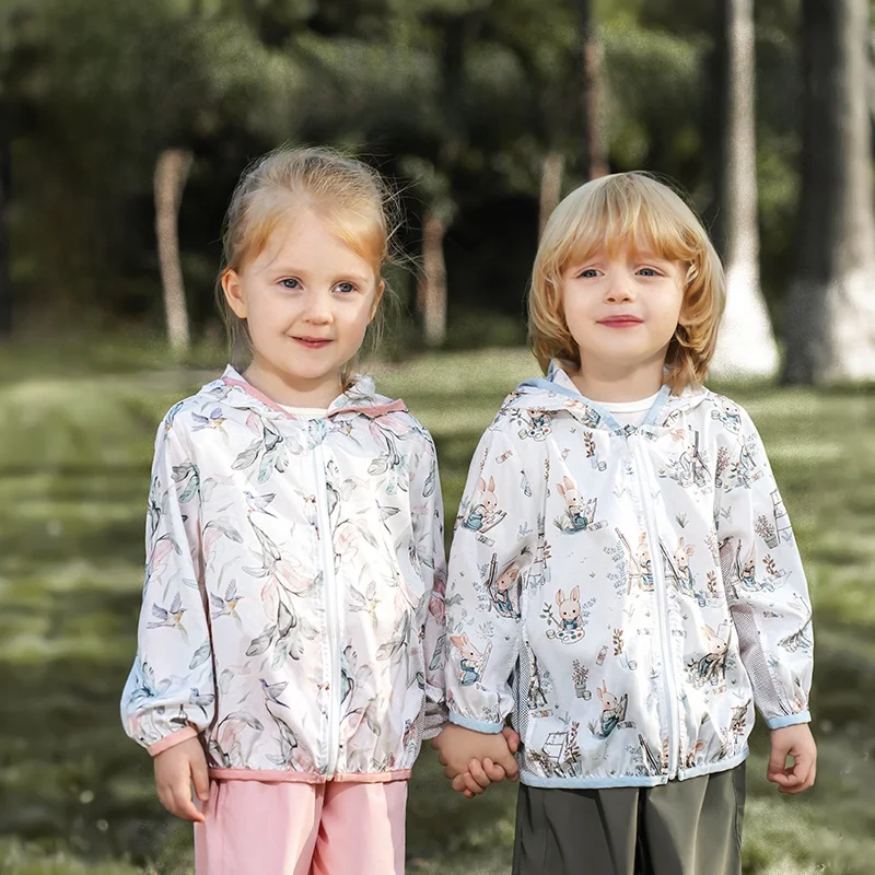 OUYUN Kids UPF50+ Sun Protection Jacket Summer Lightweight UV Skin Coat for Boys & Girls Toddler Outdoor Outwear