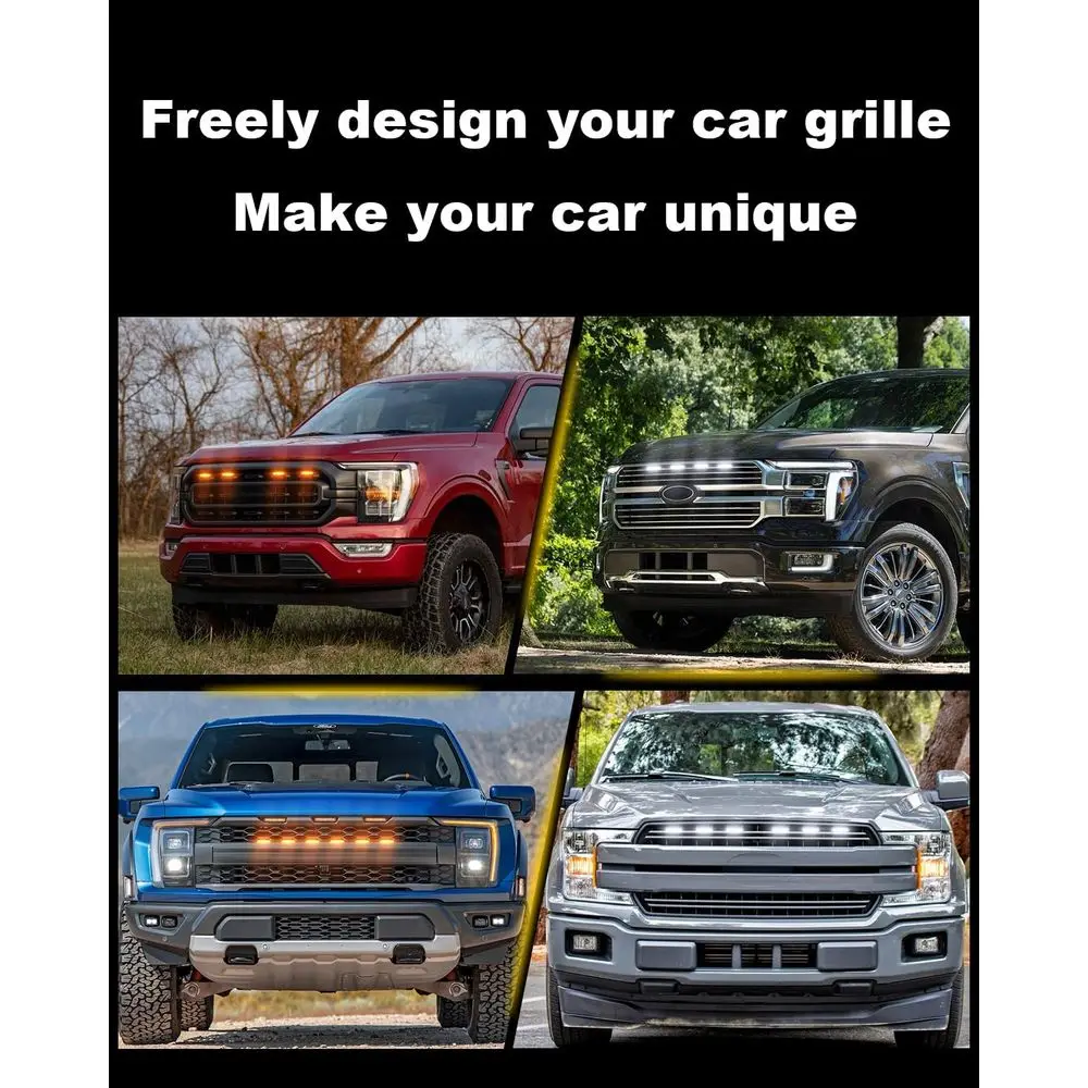 2024-2025 F150 LED-Frontgrillleuchten mit bernsteinfarbenen Warnlampen (6er-Set)