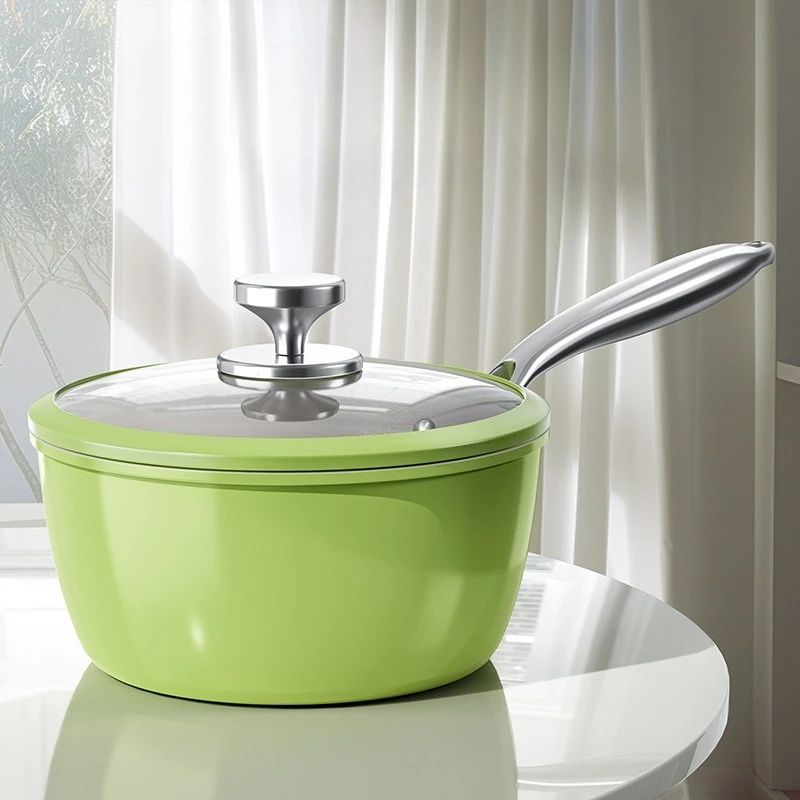 

Зеленый авокадо, маленький горшок для молока, керамический горшок с антипригарным покрытием, горшок для детского питания, встроенный горшок для молока, многофункциональный горшок для супа