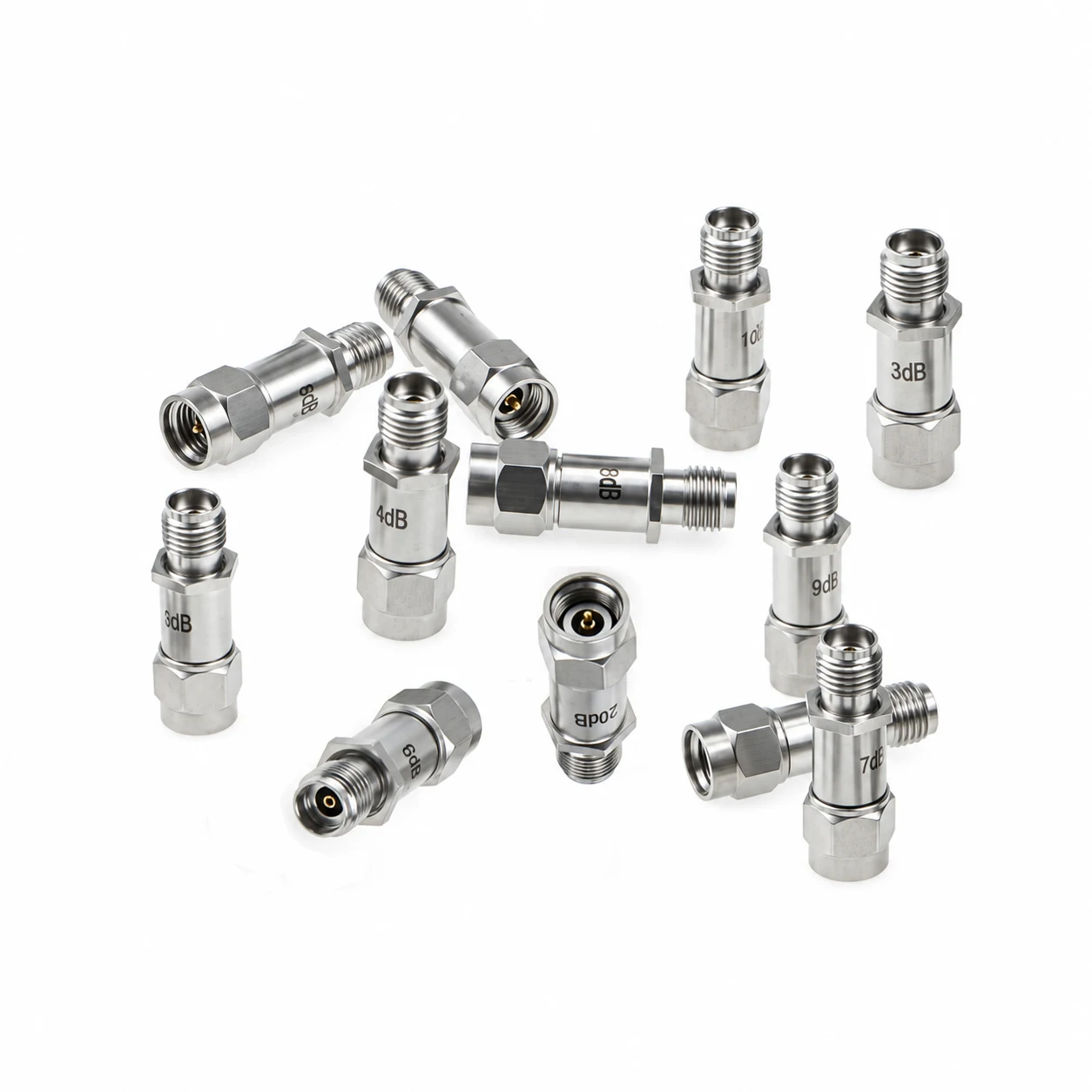 1pcs 2.92MM-JK 2W Stainless Steel Coaxial Fixed Attenuator 1/3/5/6/10/20/30dB DC - 40GHz