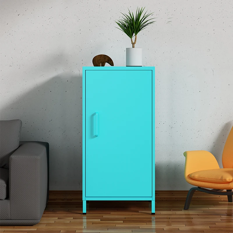 !@Living Room Storage Cabinet Kitchen Display Cabinet Metal Glass Door Mini Cupboard Steel Sideboard