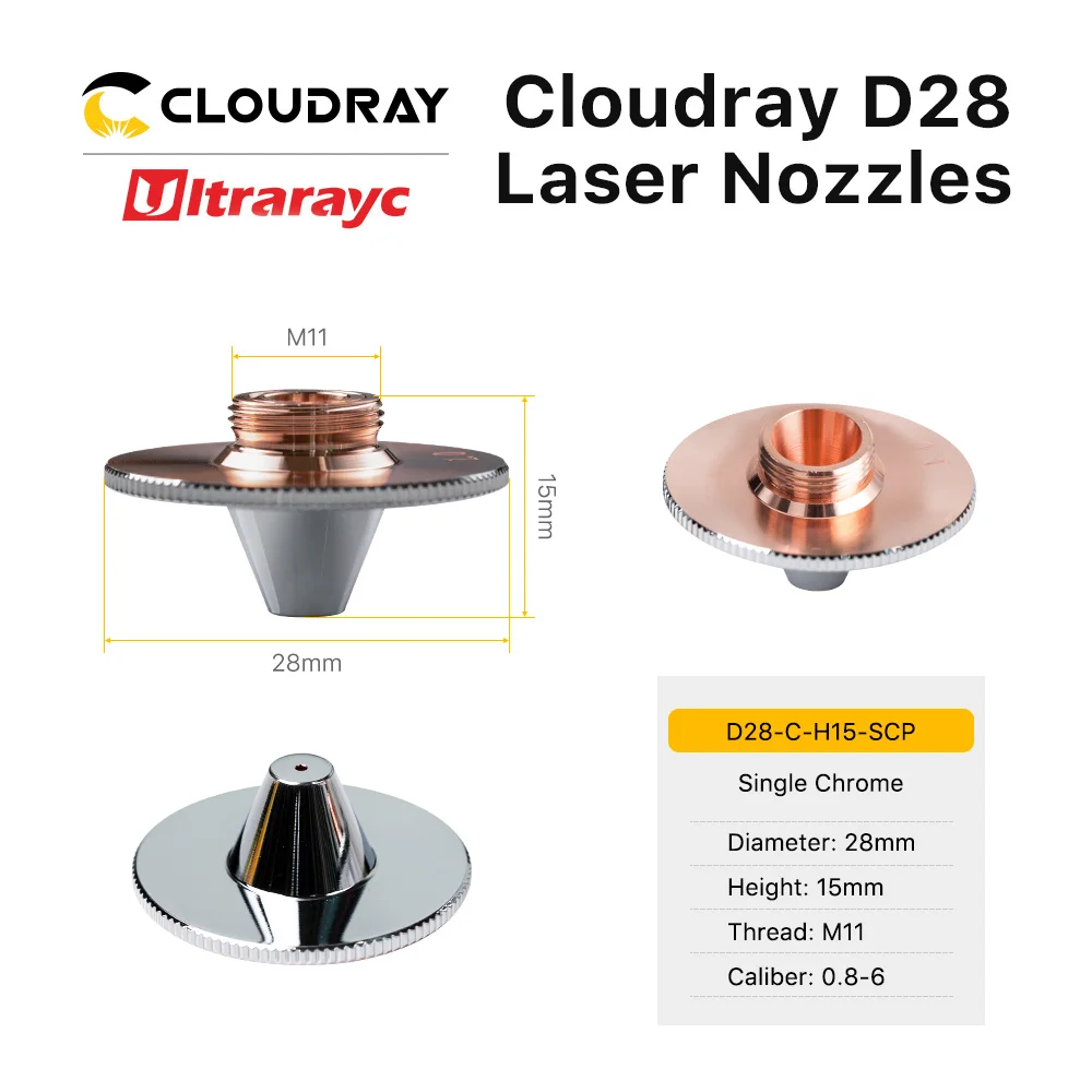 Ultrarayc Sợi Cắt Laser Vòi Phun Conusmables Phồng Loại Đôi Chrome Lớp D28 H15 M11 Cỡ Nòng 0.8-4.0Mm Cho precitec Đầu