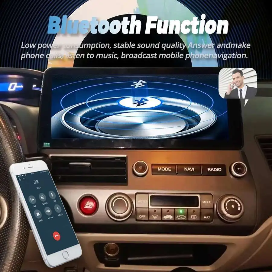 12,3 "Android 14 Bluetooth pantalla táctil estéreo para Honda Civic 2008-2011 reproductor multimedia de DVD Carplay Radio de coche DSP GPS unidad principal
