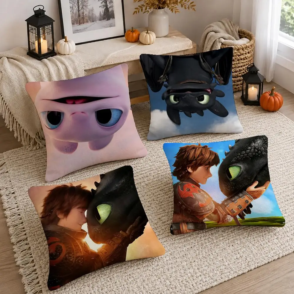 How to Train Your Dragon Cushion Cover Short Plush Pillow Cover, Washable Wrinkle-Resistant for Sofa Bedroom Decor Gift