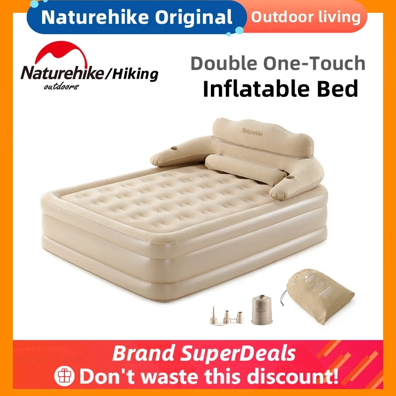 

Naturehike Outdoor Camping Inflatable Bed Removable Backrest Deluxe Double Bed Inflatable Sleeping Pad Use For Large Luxury Tent