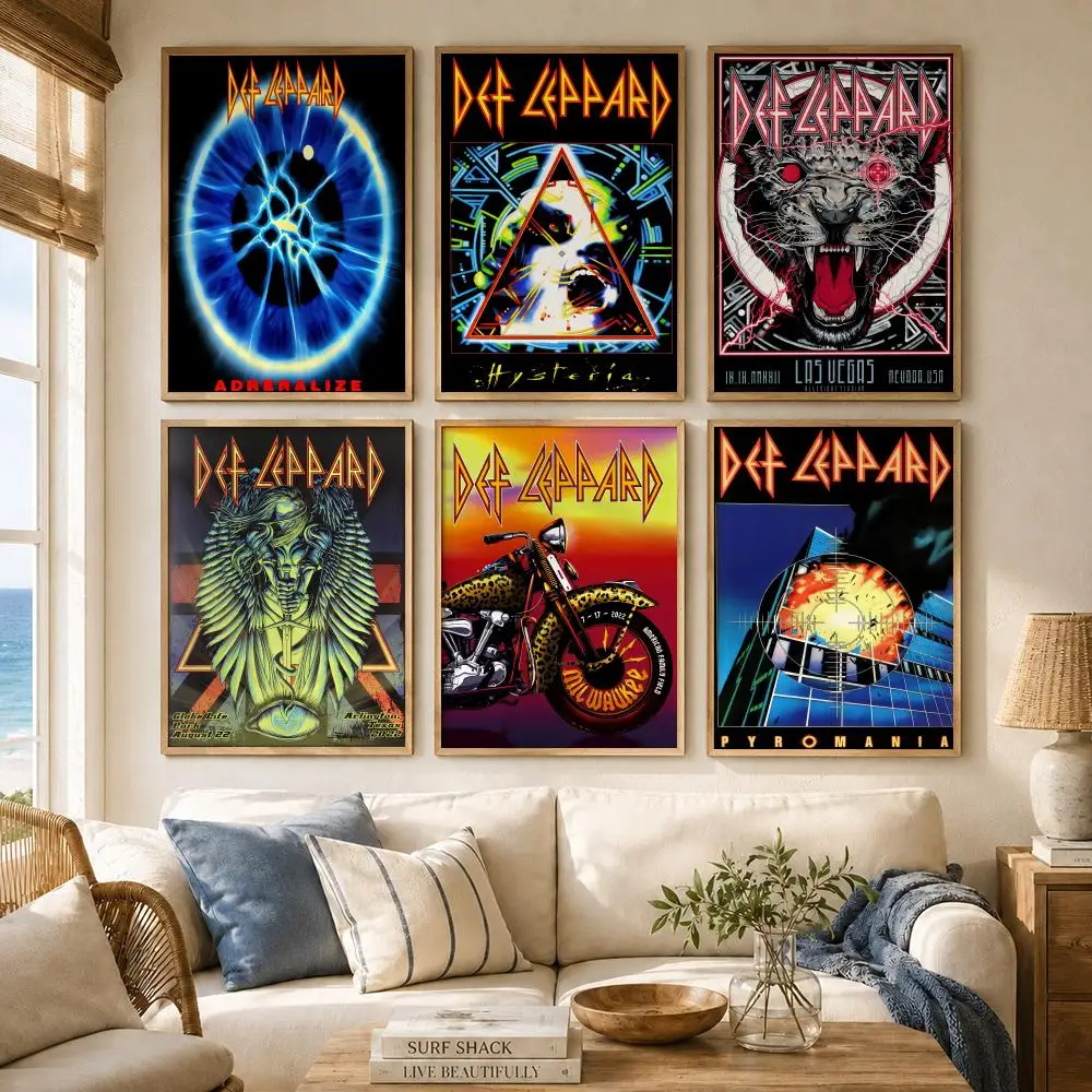Hard Rock Band D-Def Leppard album Poster Versatile HD Waterproof Wall Art Self-Adhesive Decor for Any Space Ideal Gift