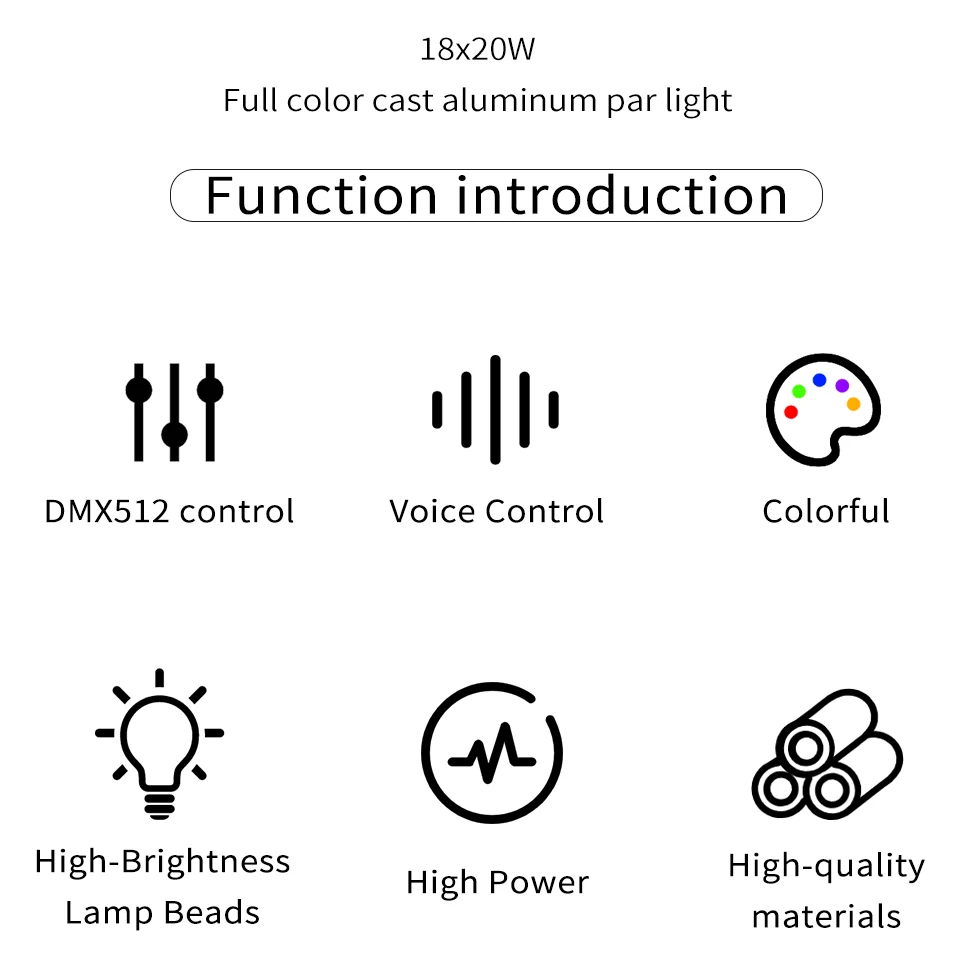 18x20W RGBW 4 in 1 LED Par Licht Einzelnes 20W Hochleistungs-Aluminium-Bühnenlicht DMX-gesteuertes Club Hotel DJ Disco-Licht – Detail 2