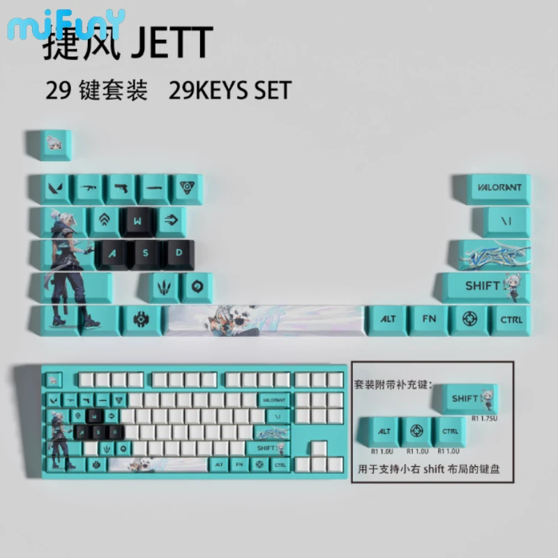 Valorant Keycap JETT REYNA Omen Keyboard Key Anime Key Caps Custom Artisan Mechanical Keyboard Cap Gaming Accessories Gifts