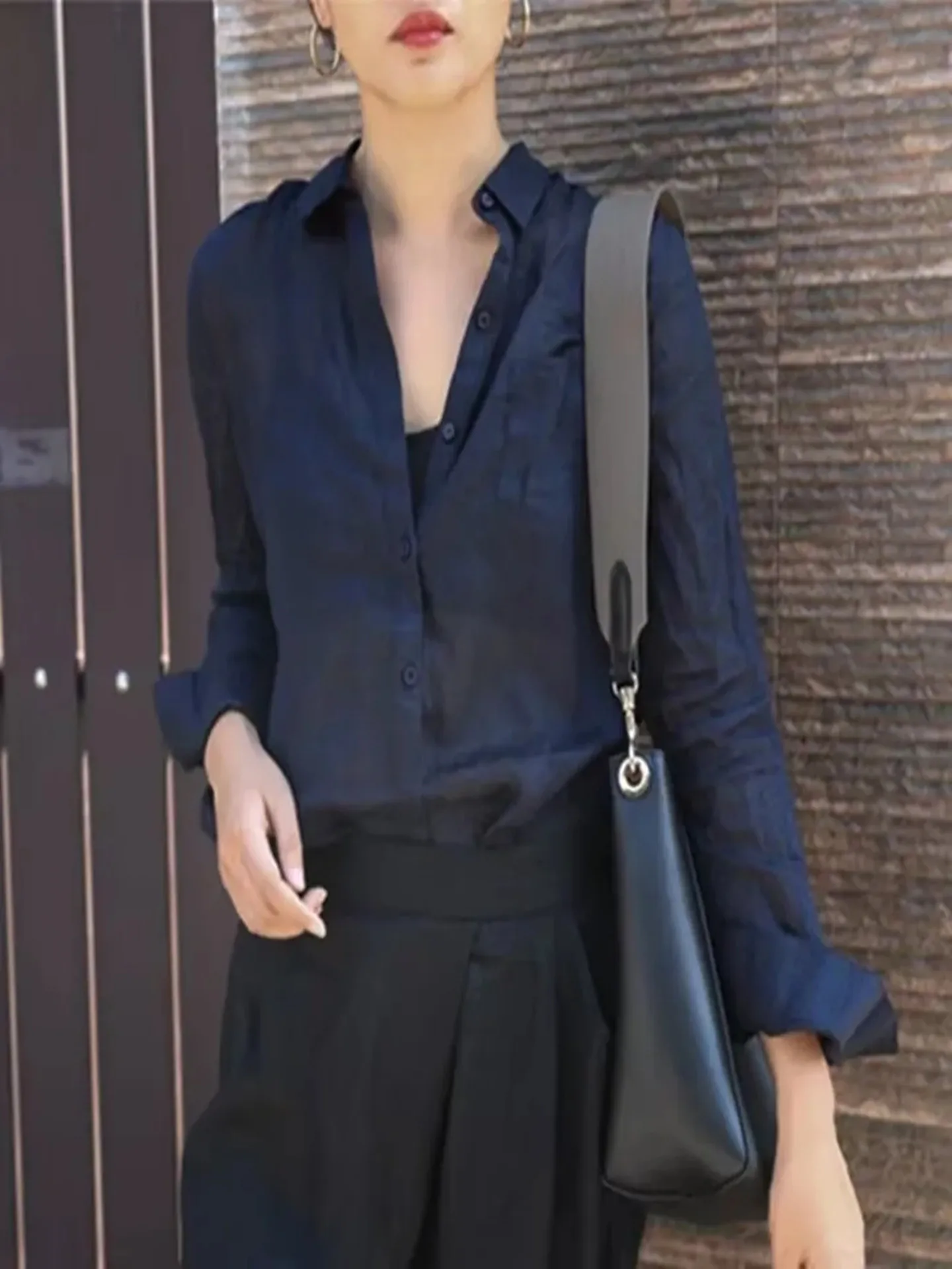 Dames longue Sve lin irt Protection UV col rabattu décontracté confortable respirant printemps Faion trajet Sle