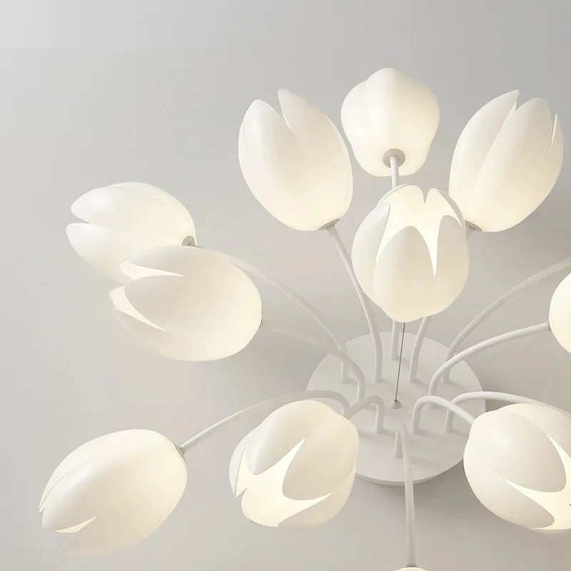 Nordic White Lily Blossom Led Chandeliers Lamparas De Techo Ceiling Light for Living Dining Room Kitchen Lamp Bedroom Colgantes