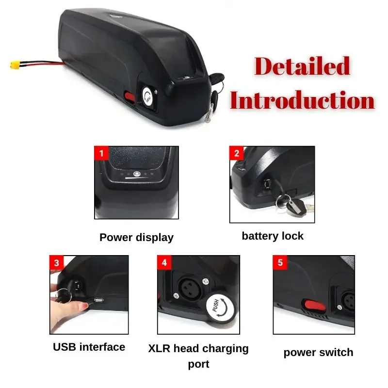 Paquete de Batería Hailong 36V/48V/52V 20Ah/30Ah para Bicicleta Eléctrica, Motor Bafang BBS02/BBSHD 4