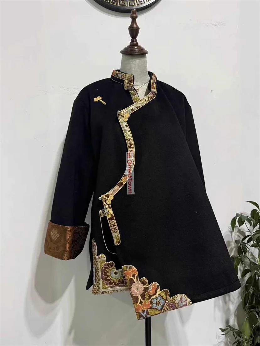 Chinese Tibetan Women Winter Plush Thickened Casual Coat Simple Daily Casual Overcoat Fashionable Lhasa Jacket Girl Top FE014