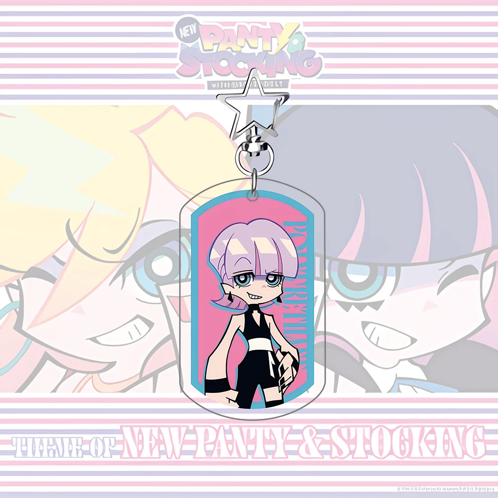 Panty & Stocking with Garterbelt Acrylic Keychain, Star Clasp Charm, Panty Stocking Scanty Kneesocks Figure,Anime Bag Pendant