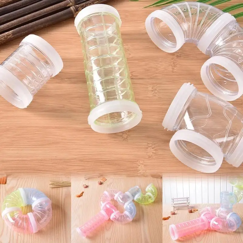 8 Pcs/Set Hot Hamster Accessories Transparent Acrylic Cage Jaula Hamster Tunnel Fittings Cheap Small Pet Toys Supplies