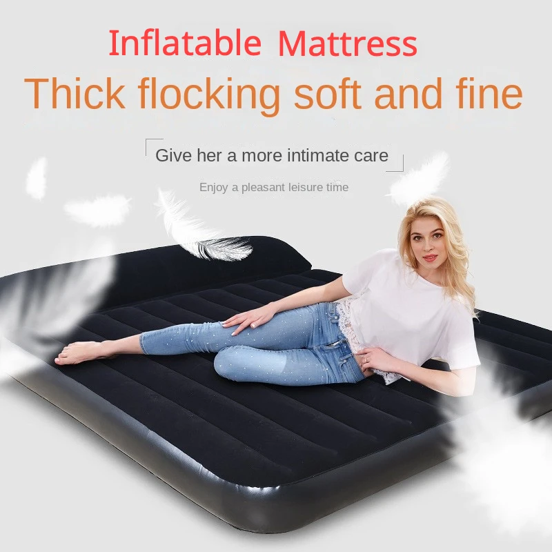 Inflatable Mattress, Car Mounted, Outdoor Air Cushion Bed, Folding Thickened Flocked Mattress, Household Use