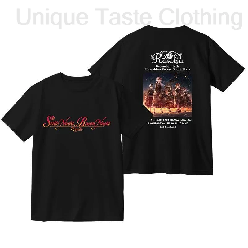 BanG Dream Roselia T Shirt 14TH LIVE Anime Yukina Minato Sayo Hikawa Ako Udagawa Rinko Cartoon Print T-shirt Summer Cotton Tee