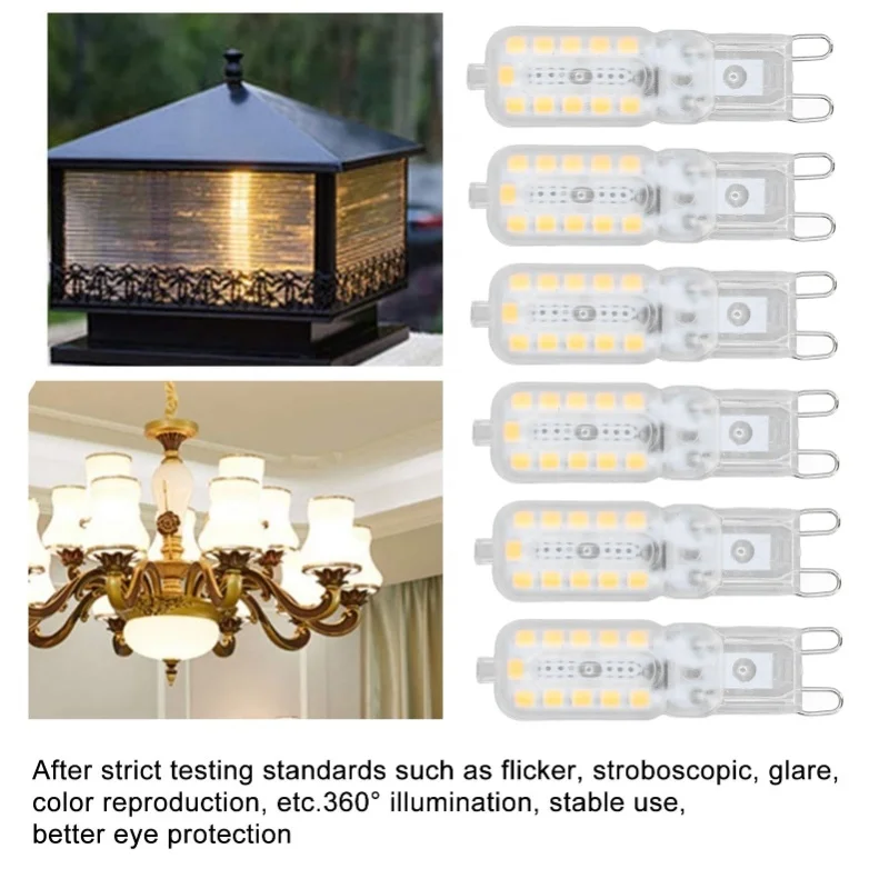 6 ชิ้น G9 หลอดไฟ LED 5 วัตต์โปร่งใส 22LED หรี่แสงได้ G9 หลอดไฟสำหรับโคมไฟเพดานโคมไฟติดผนังโคมไฟตั้งโต๊ะ 110-140V