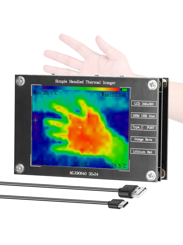 Portable Thermal Imager -40℃ to 300℃ Small Thermal Imaging Camera Support Maximum Minimum Center Temperature Measurement 2.8inch