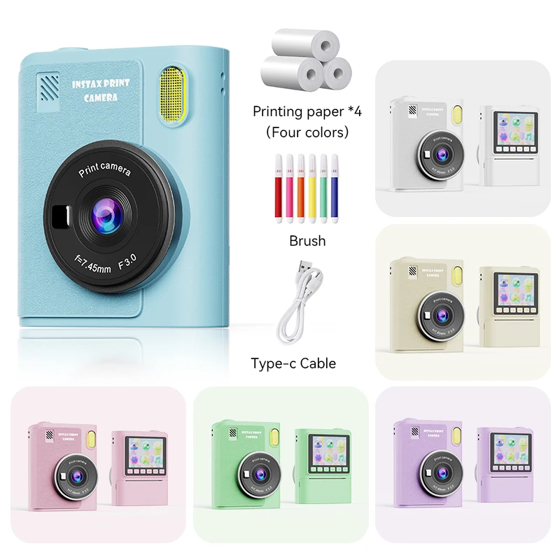 Christmas Gift Kids' Camera 2.4-inch Display 8X Zoom Instant Printing Portable Digital Camera Suitable For Kids Ages 3-12