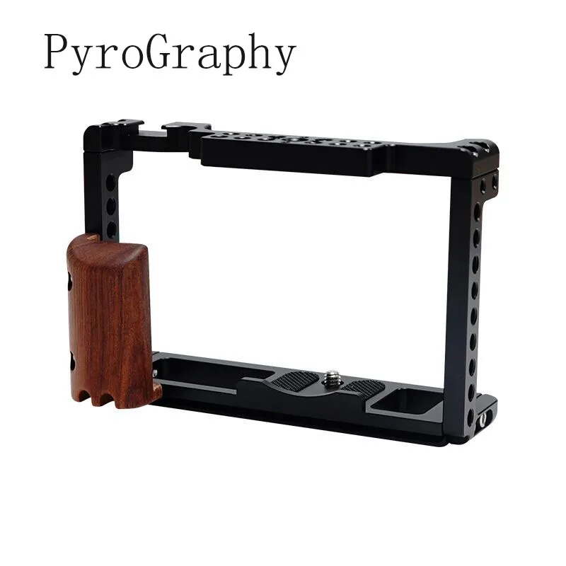 

PyroGraphy X-T4 Cage with Built-in Rosewood Handle Grip 1/4"&3/8"Thread Hole Arri Locating Hole Cold Shoe Mount forFujifilm X-T4